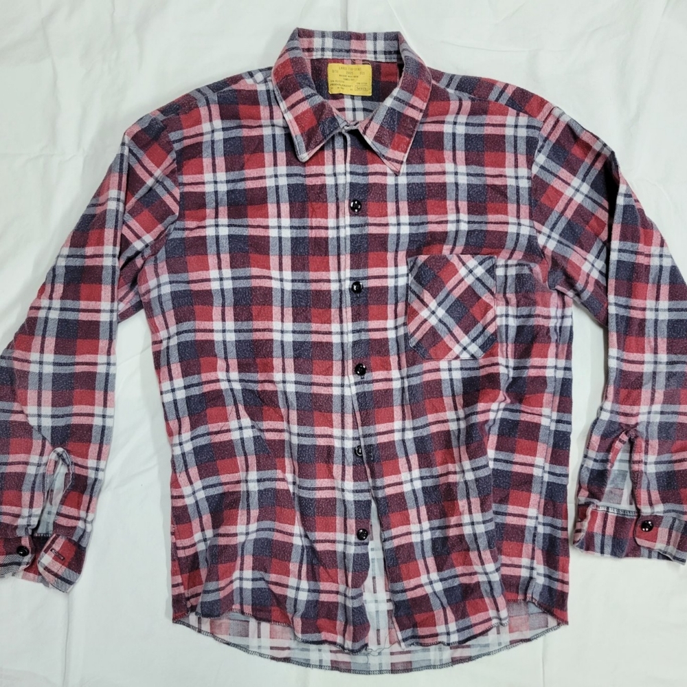 Vintage Sears Perma Prest Flannel red, blue, white
